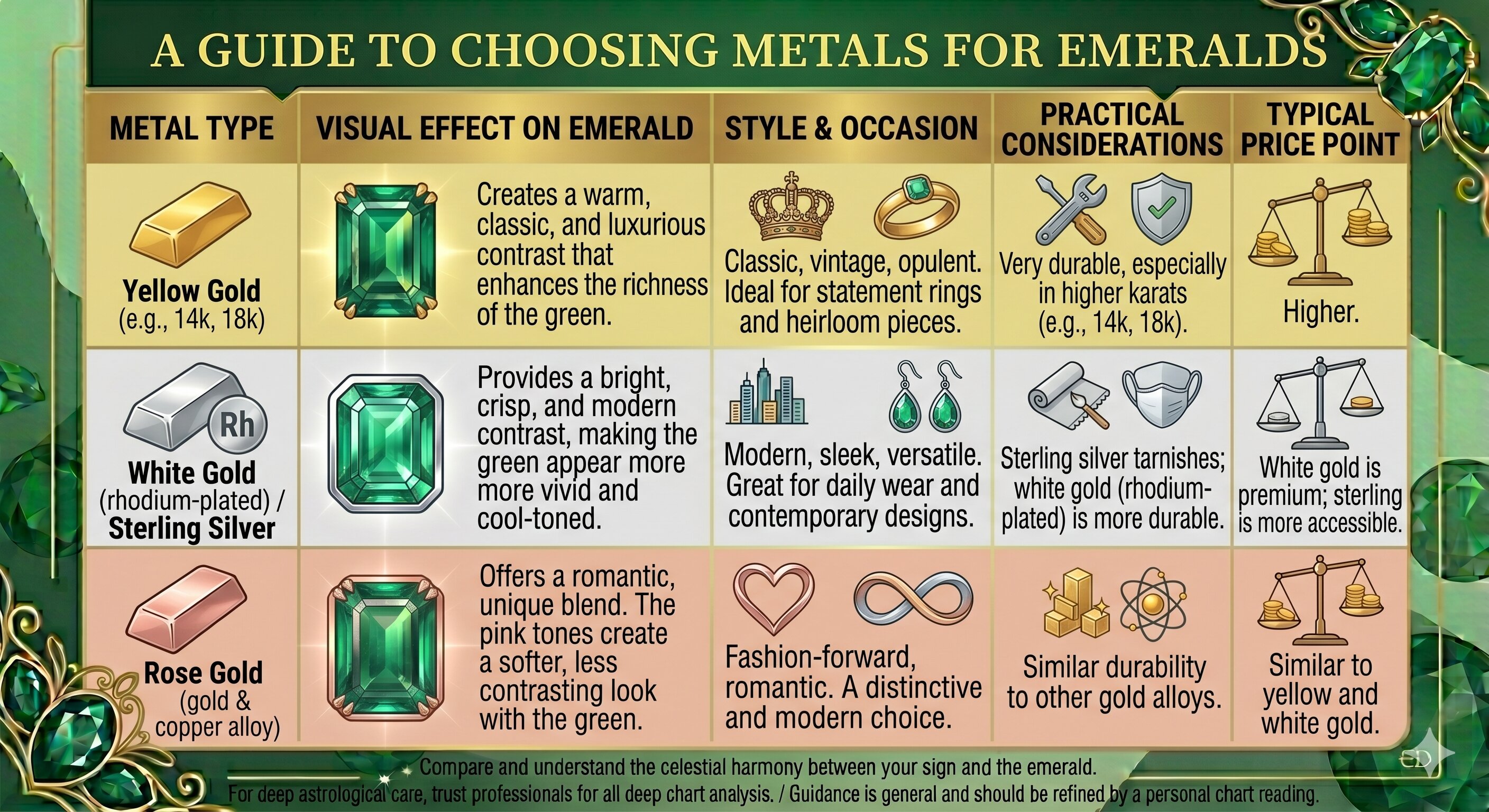 a guide to choosing metals for emeralds